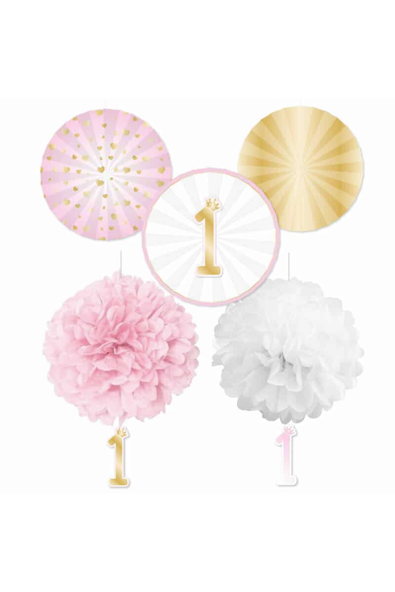 1st Birthday Pink Ombre Decoration Kit - 5pk