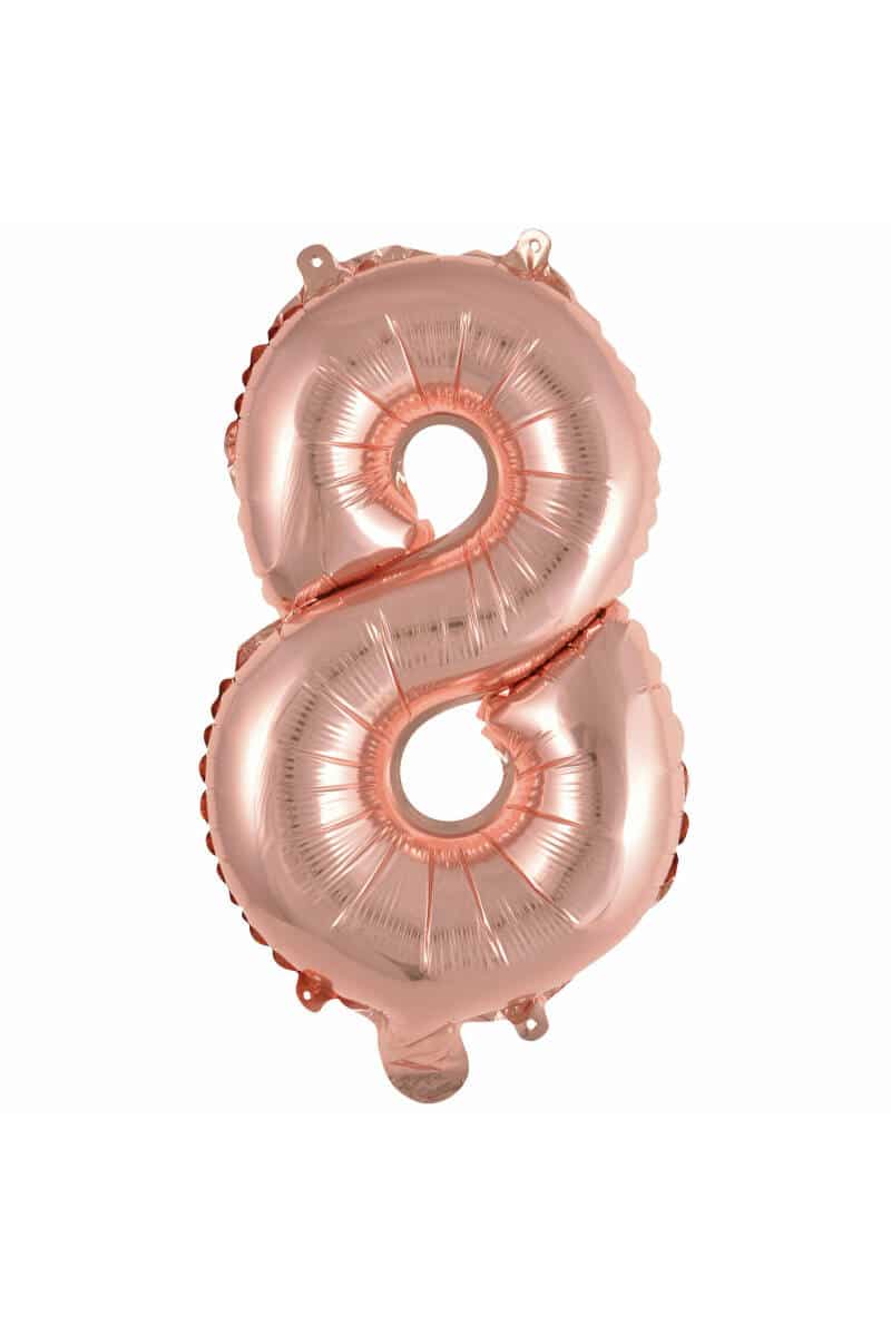 Mini Number 8 Rose Gold Foil Balloon - 35cm