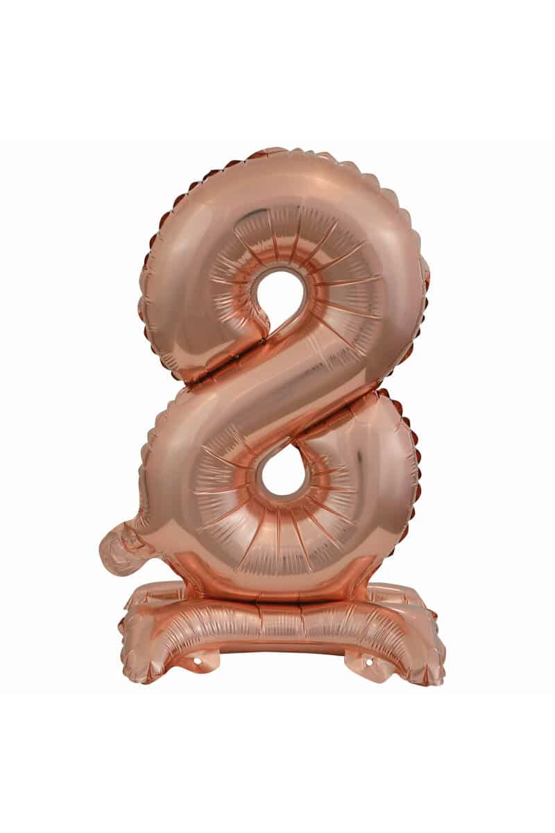 Mini Number 8 with Stand Rose Gold Foil Balloon - 38cm