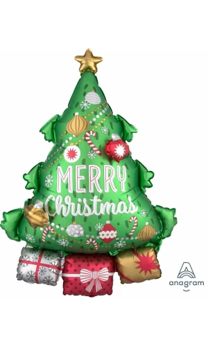 Christmas Tree 3D Giant Foil Multi-Balloon – 25″ x 34″