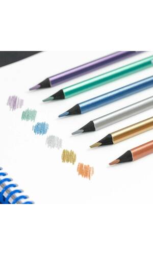 Triangular Metallic Colour Pencils - 6pk