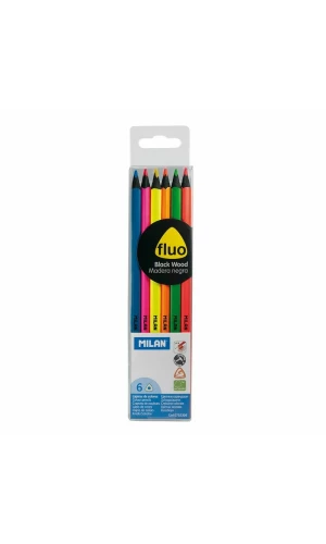 Black Wood Fluo Pencils - 6pk