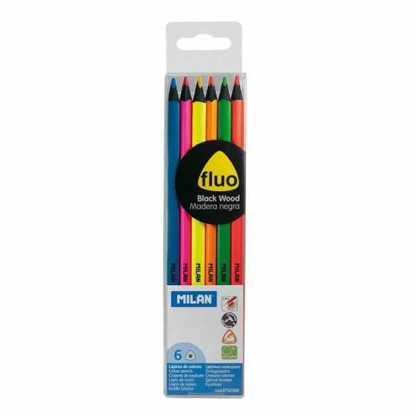 Black Wood Fluo Pencils - 6pk