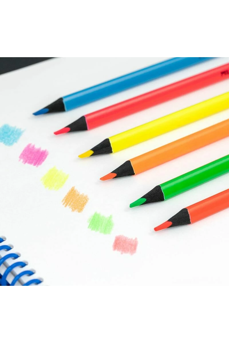 Black Wood Fluo Pencils - 6pk