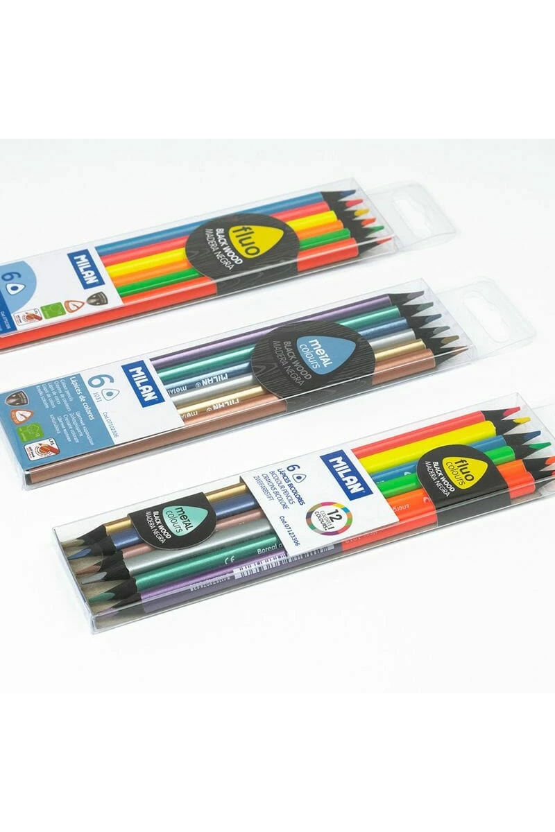Black Wood Fluo Pencils - 6pk