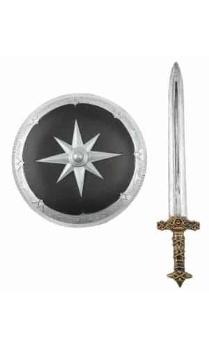 Medieval Sword And Shield 38x63x7cm