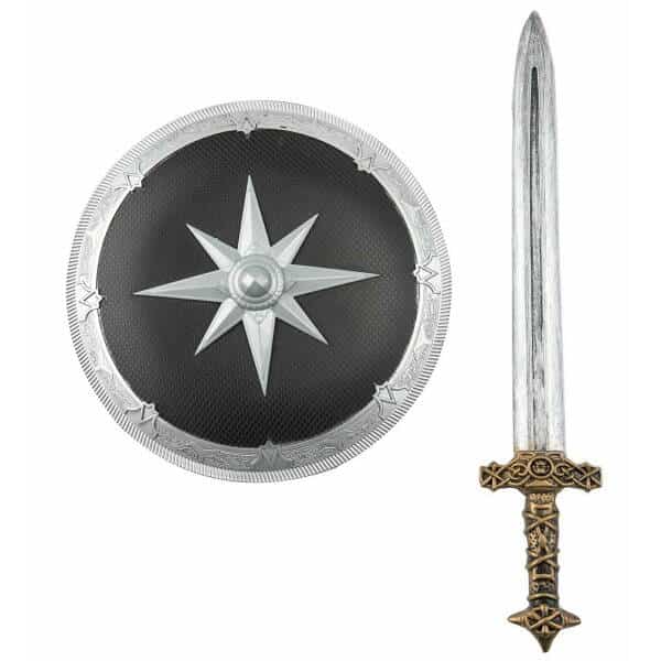 Medieval Sword And Shield 38x63x7cm