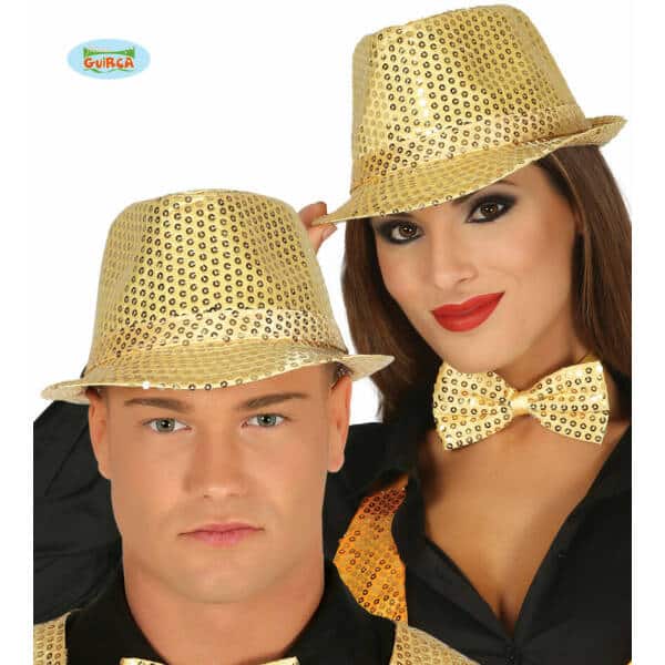 Gold Sequin Gangster Hat - Adult One Size