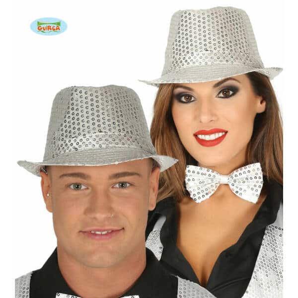 Silver Sequin Gangster Hat - Adult One Size