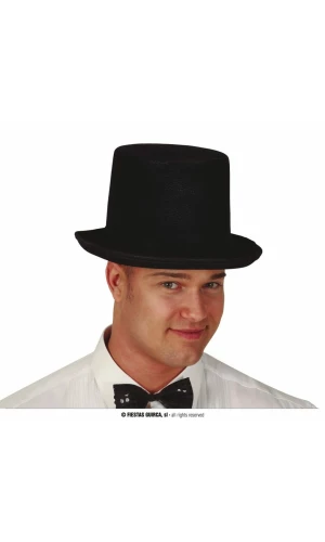 Black Elastic Velvet Top Hat - Adult One Size
