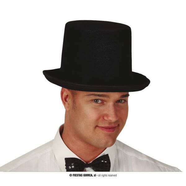 Black Elastic Velvet Top Hat - Adult One Size