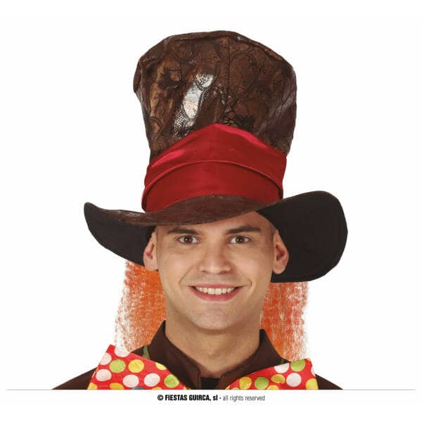 Mad Hatter Top Hat with Hair - Adult One Size