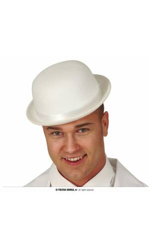 White Felt Bowler Hat - Adult One Size
