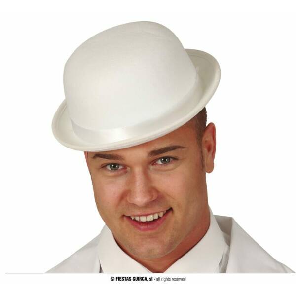 White Felt Bowler Hat - Adult One Size