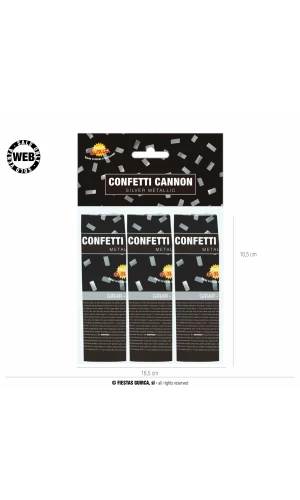Silver Confetti Cannons 10.5cm - 3pk
