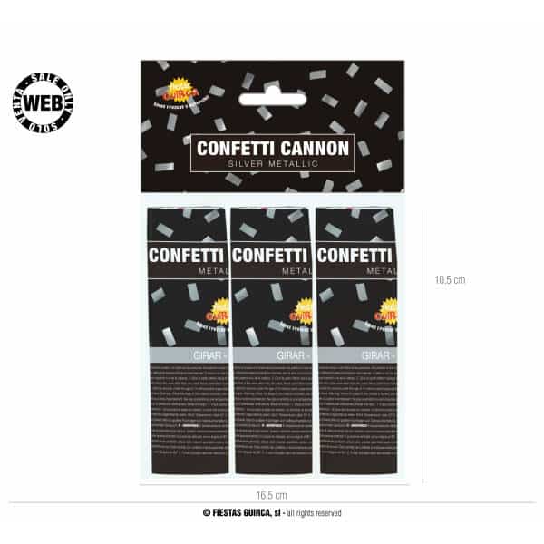 Silver Confetti Cannons 10.5cm - 3pk