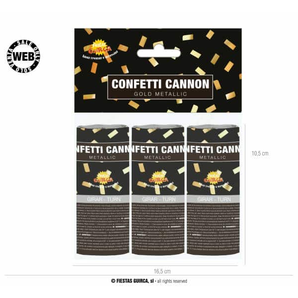 Gold Confetti Cannons 10.5cm - 3pk