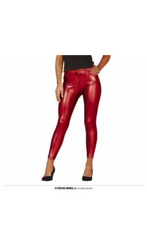Red Metallic Leggings - Adult One Size