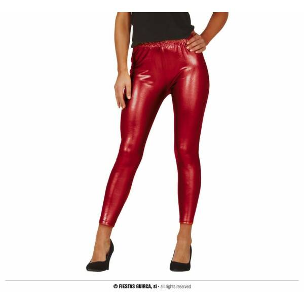 Red Metallic Leggings - Adult One Size
