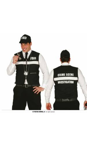 F.B.I. Hat & Waistcoat - Adult One Size