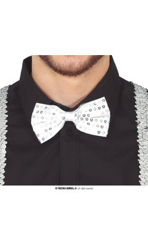 Sequin Bow Tie Silver