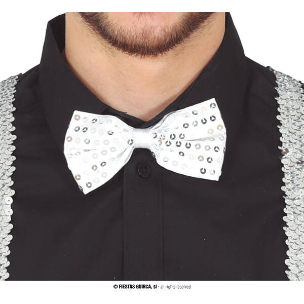 Sequin Bow Tie Silver