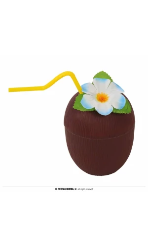 Coconut Glass With Straw And Flower