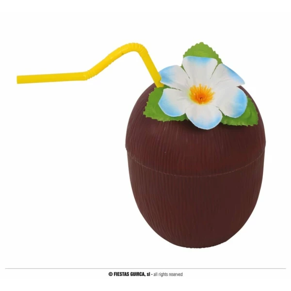 Coconut Glass With Straw And Flower