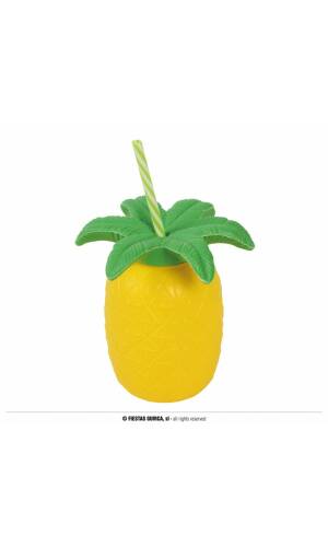 Pineapple Glass With Straw - 20cm