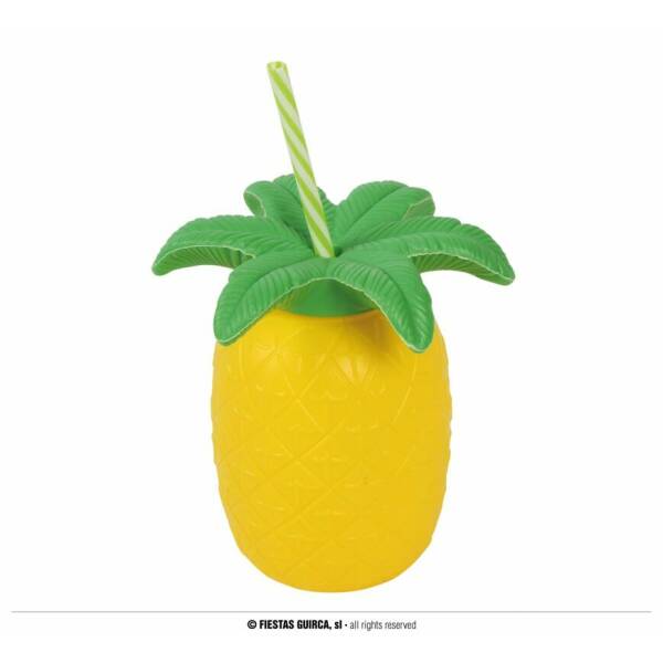 Pineapple Glass With Straw - 20cm