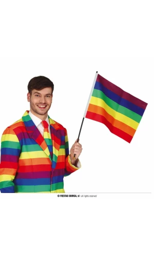 Pride Flag With Rainbow Pole - 35x45cm
