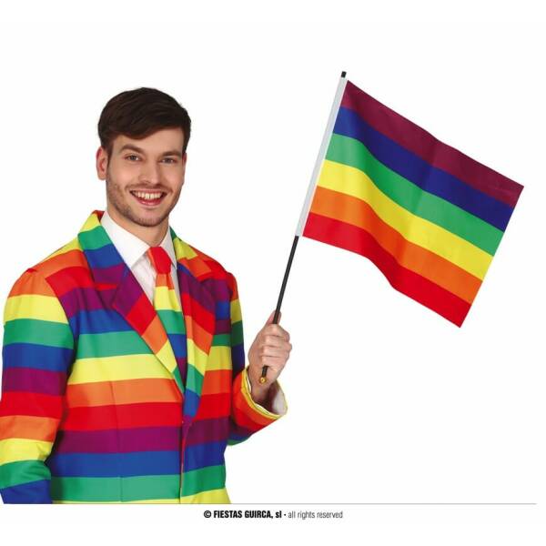 Pride Flag With Rainbow Pole - 35x45cm