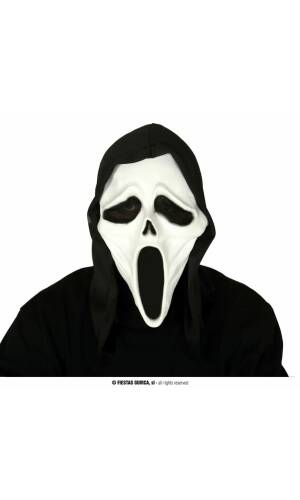 Hooded Killer Scream Latex Mask - Adult One Size