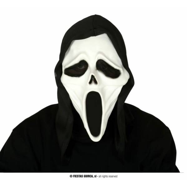 Hooded Killer Scream Latex Mask - Adult One Size