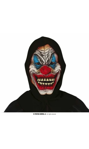 Black Hooded Clown Latex Mask - Adult One Size