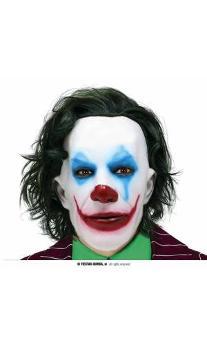 Joker Latex Mask with Hair - Adult One Size