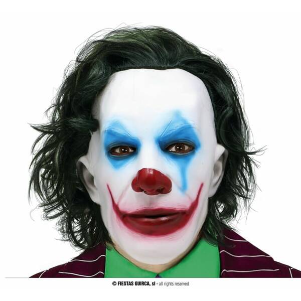 Joker Latex Mask with Hair - Adult One Size