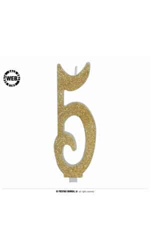 Gold Frosted Candle 12.5cm - No. 5