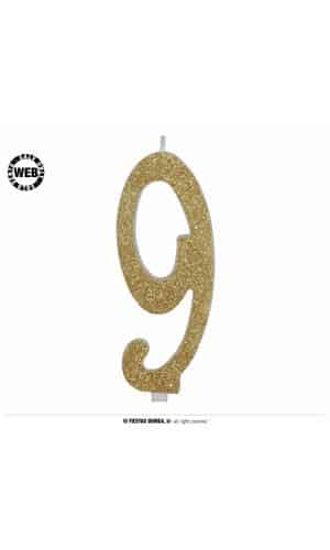 Gold Frosted Candle 12.5cm - No. 9