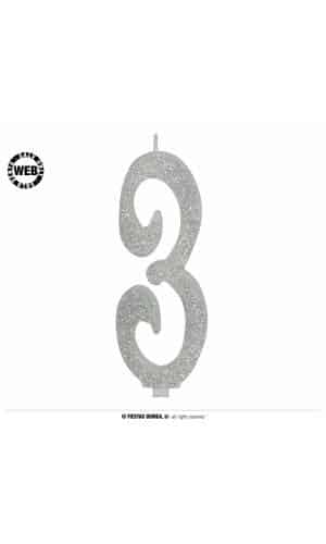 Silver Frosted Candle 12.5cm - No. 3