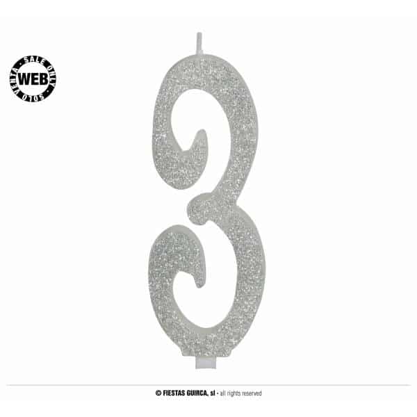 Silver Frosted Candle 12.5cm - No. 3