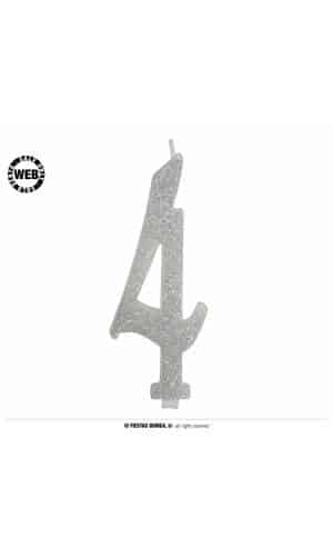 Silver Frosted Candle 12.5cm - No. 4