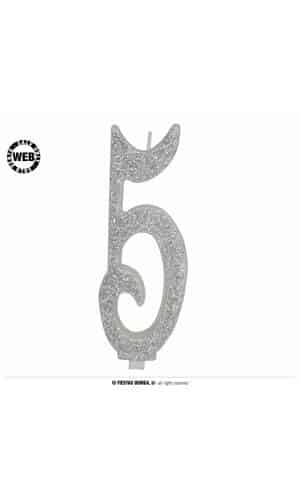 Silver Frosted Candle 12.5cm - No. 5
