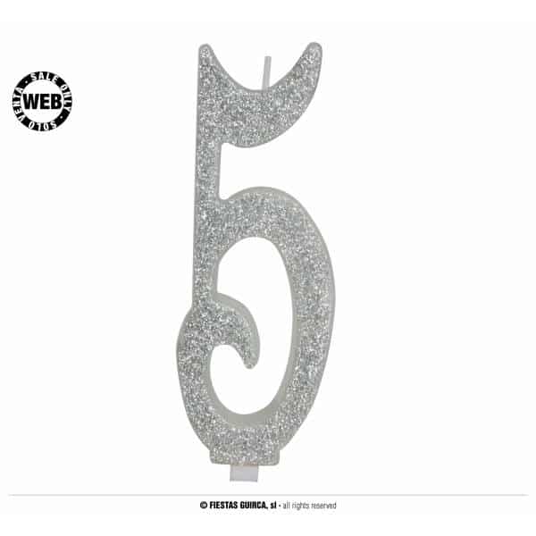 Silver Frosted Candle 12.5cm - No. 5