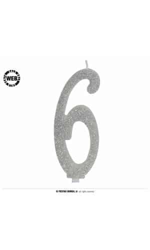 Silver Frosted Candle 12.5cm - No. 6