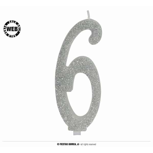 Silver Frosted Candle 12.5cm - No. 6