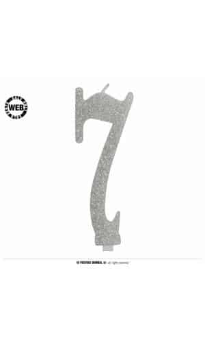 Silver Frosted Candle 12.5cm - No. 7