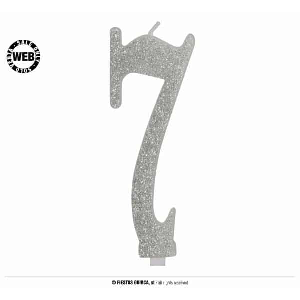 Silver Frosted Candle 12.5cm - No. 7