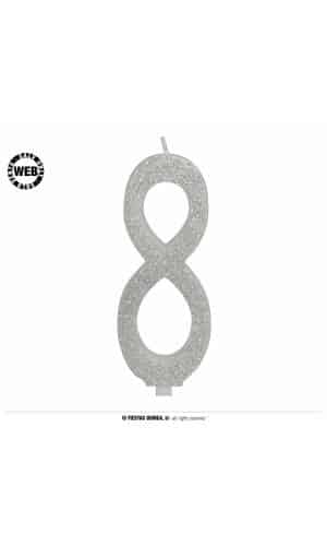 Silver Frosted Candle 12.5cm - No. 8