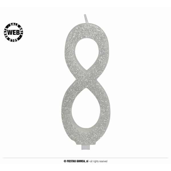Silver Frosted Candle 12.5cm - No. 8